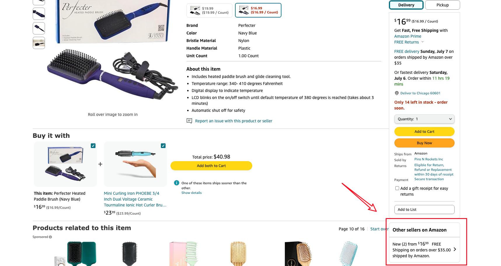 商品详情页右侧的 Other sellers on Amazon 报价区